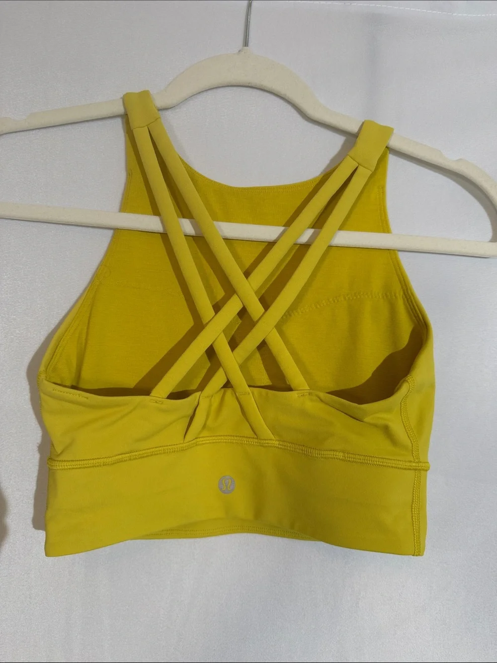 Lululemon Sports Bra Size 4 High Neck Cross Back Citron Yellow Color
